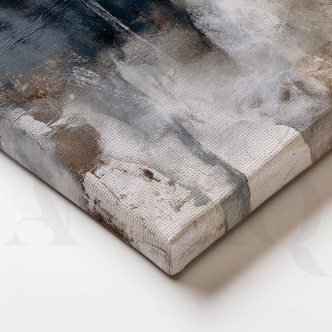 Navy, Grey and Brown Abstract Canvas Artwork – Asha Art Studio