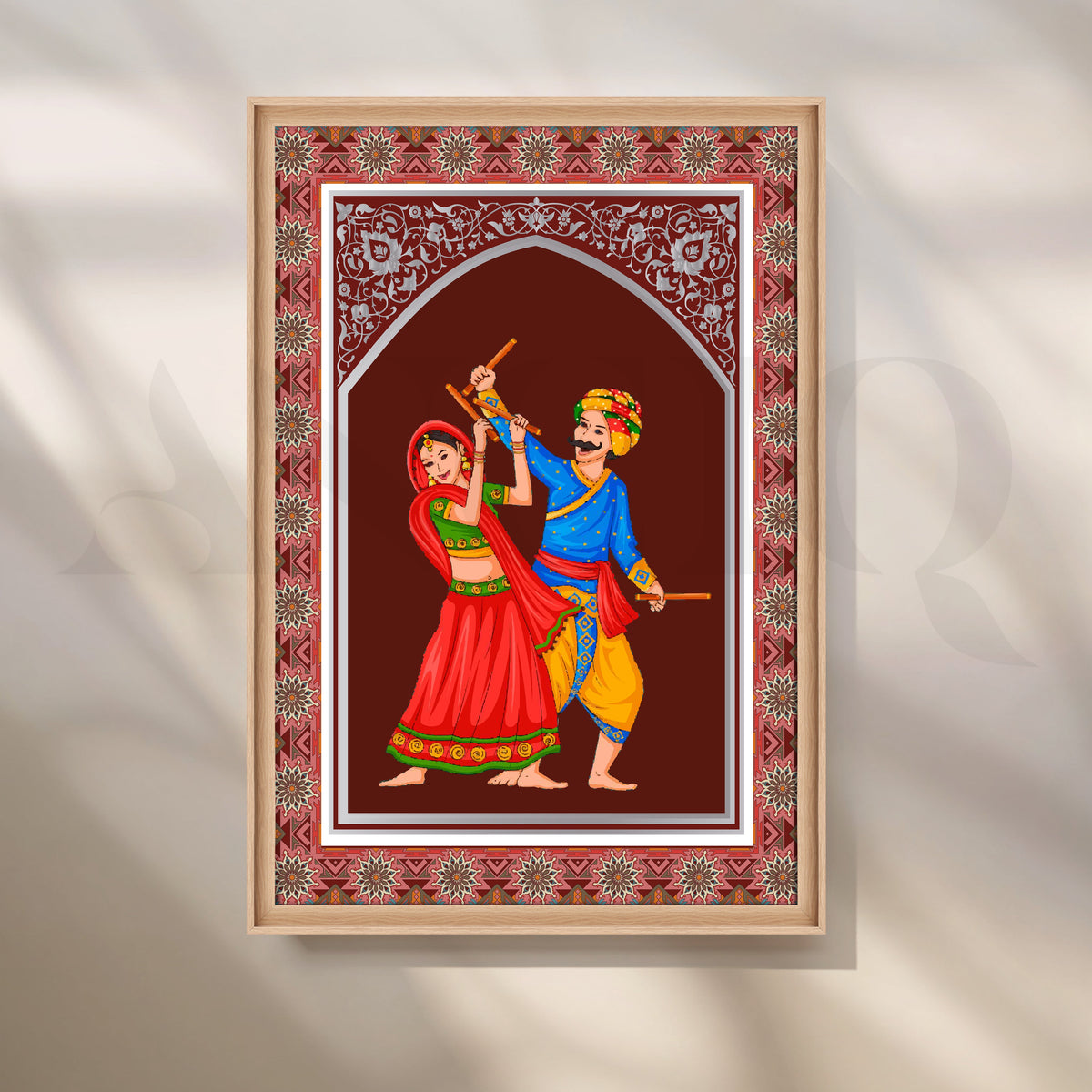 Garba Couple Folk Dance Canvas Artwork – Asha Art Studio – Image 5