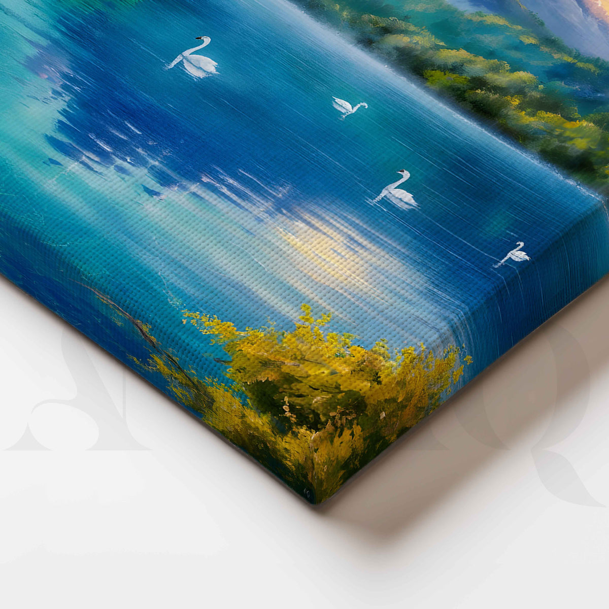 Swan Lake Mountain Canvas Artwork – Asha Art Studio – Image 2