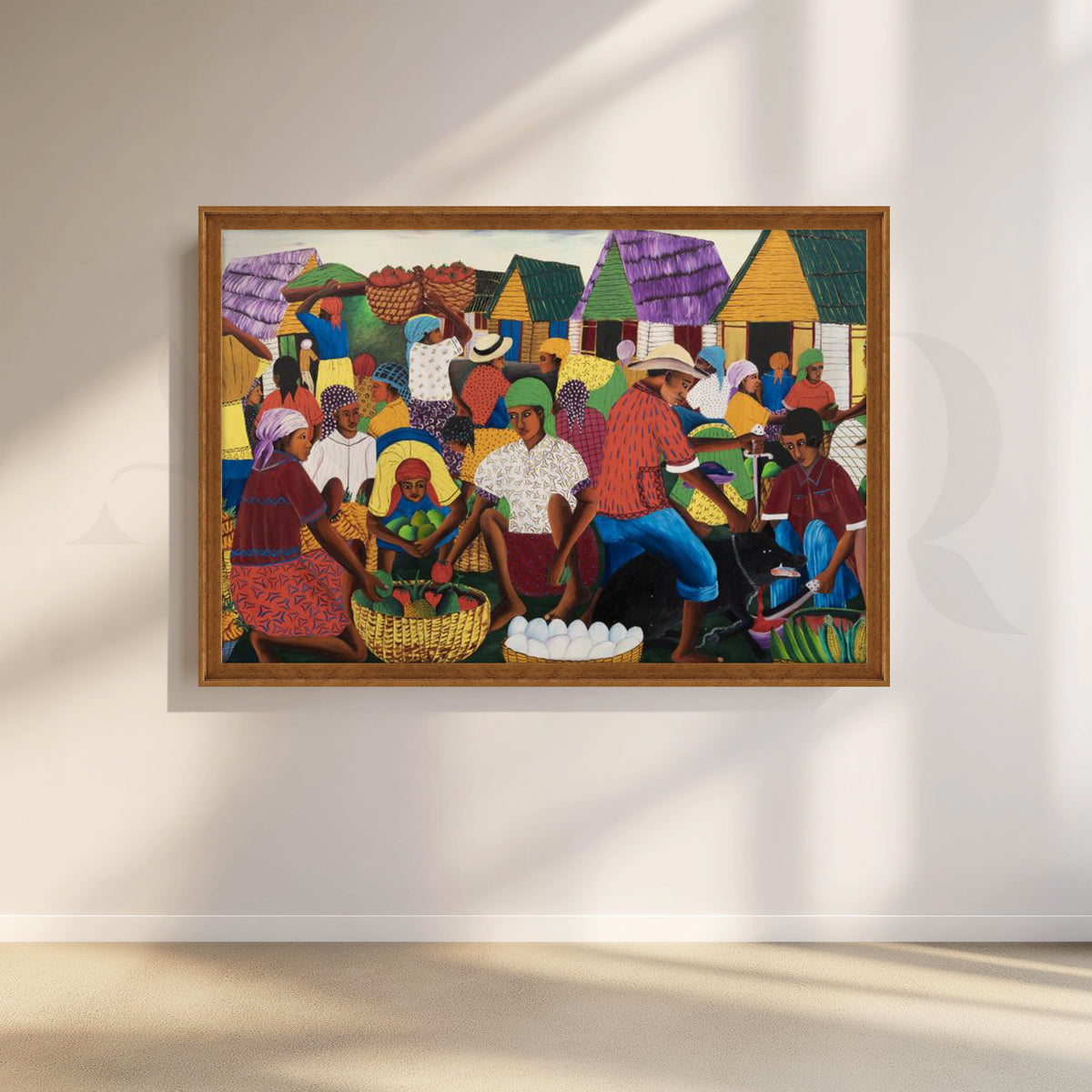 Colorful Village Market Canvas Artwork – Asha Art Studio – Image 6