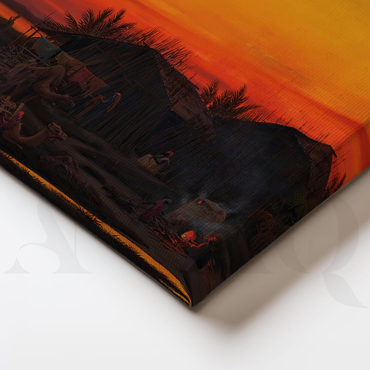 Desert Oasis Sunset Gallery Wall – Set of 3 Golden Landscape Artworks - 18 x 24 Inches – Asha Art Studio – Image 2