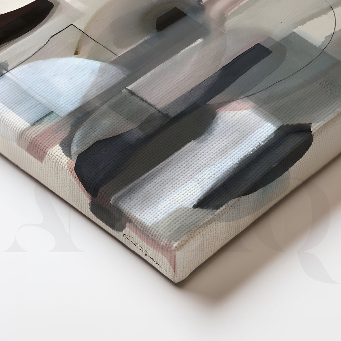 Muted Neutral Geometric Canvas Artwork – Asha Art Studio