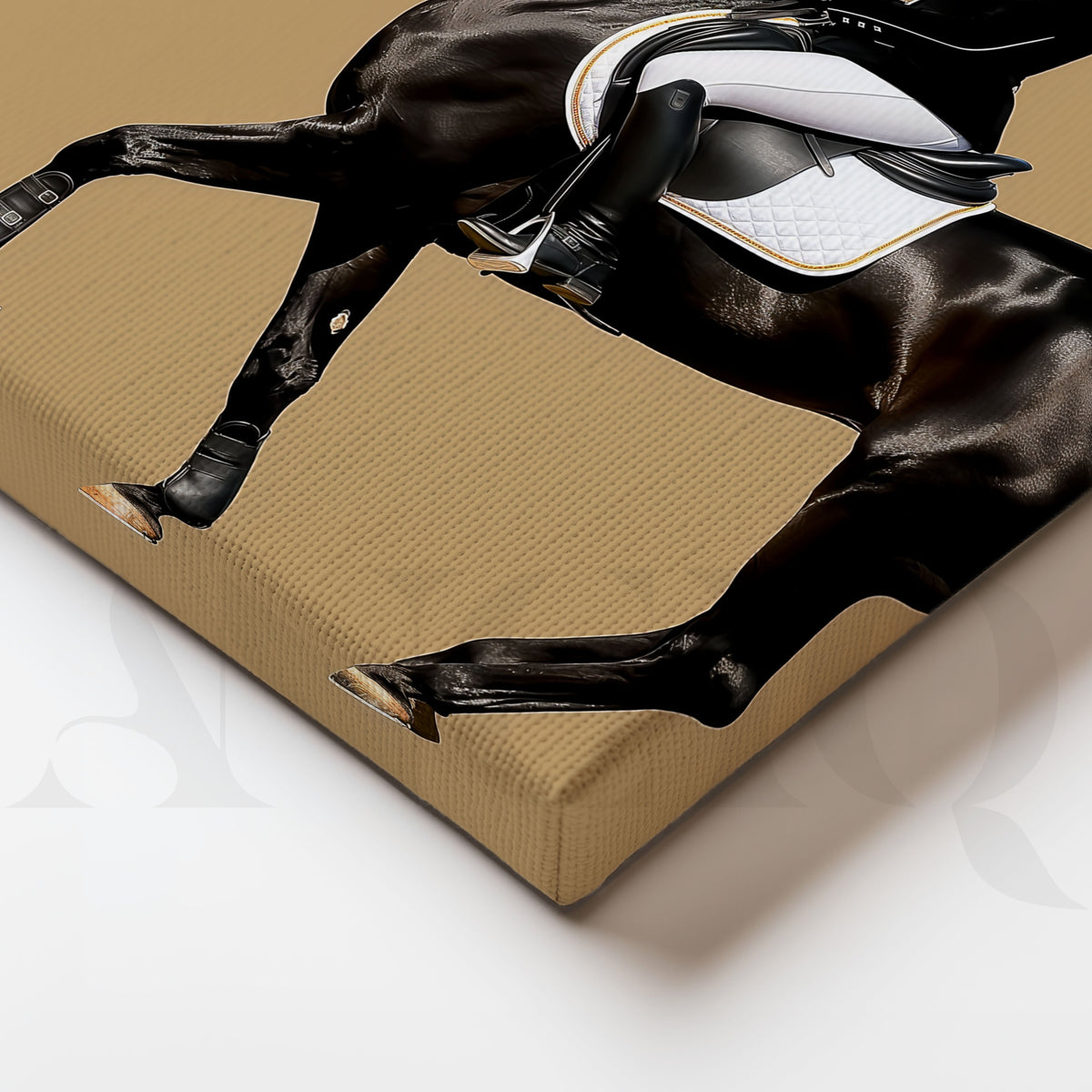 Classic Black Horse Rider Canvas Artwork – Asha Art Studio – Image 2