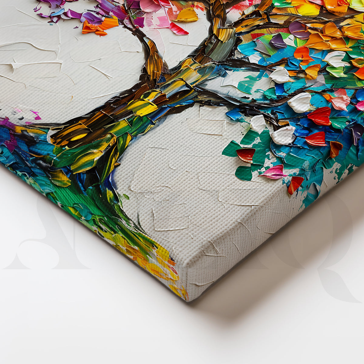 Vibrant Nature Mosaic Gallery Wall – Set of 3 Colorful Tree Artworks - 18 x 24 Inches – Asha Art Studio – Image 2