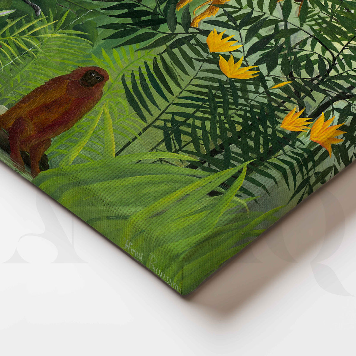 Exotic Jungle with Monkeys Folk Art Canvas Artwork – Asha Art Studio – Image 2