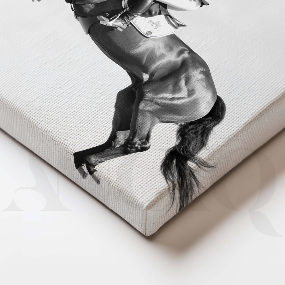 Monochrome Jumping Horse Canvas Artwork – Asha Art Studio