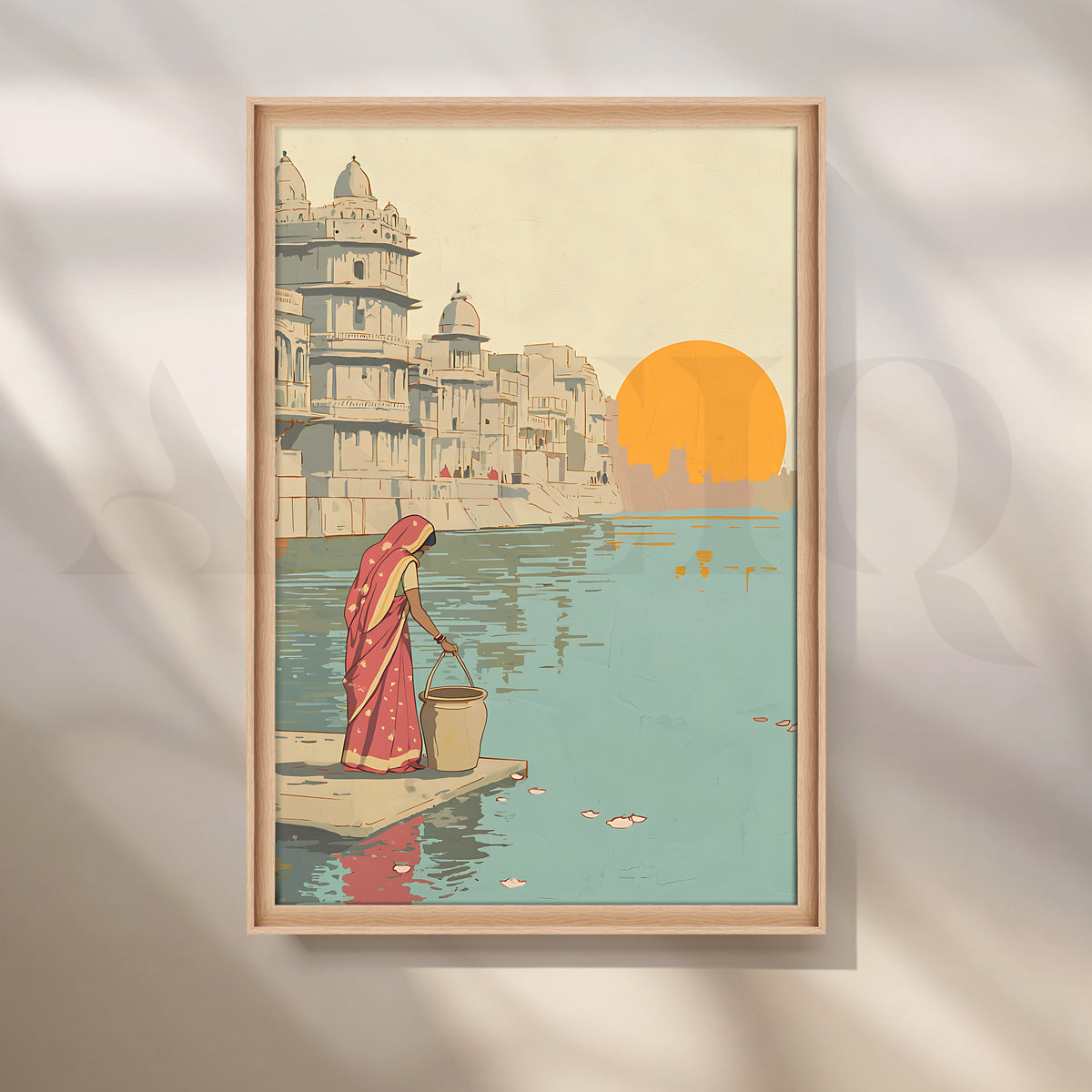 Morning by the Ghats Canvas Artwork – Asha Art Studio – Image 5
