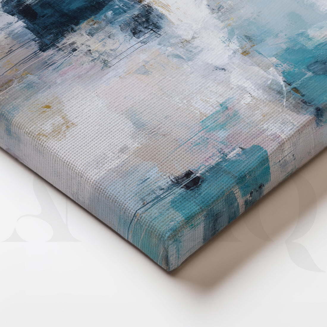 Blue and White Abstract Canvas Artwork with Modern Textured Design – Asha Art Studio
