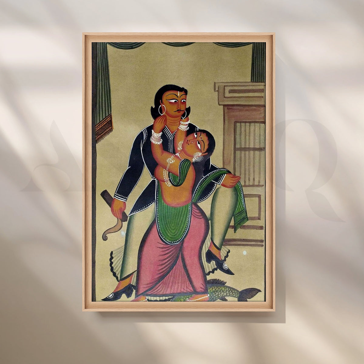 Classical Indian Couple Canvas Artwork – Asha Art Studio – Image 5