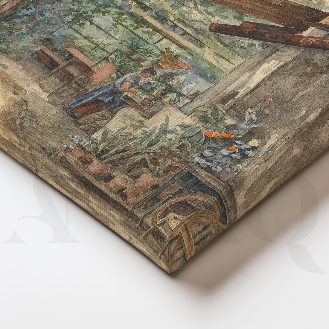 Rustic Garden Terrace Canvas Artwork – Asha Art Studio