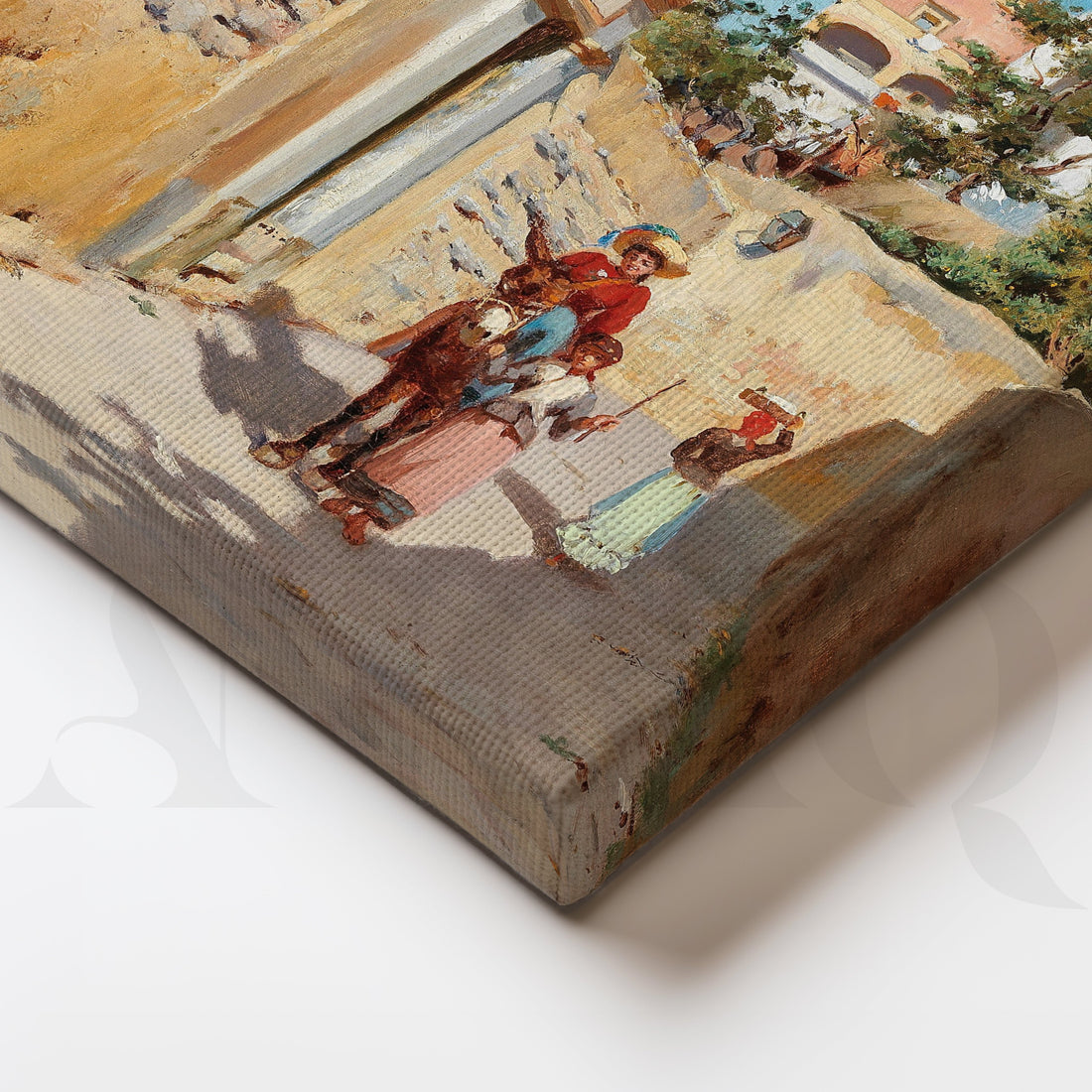 Mediterranean Village Street Canvas Artwork – Asha Art Studio