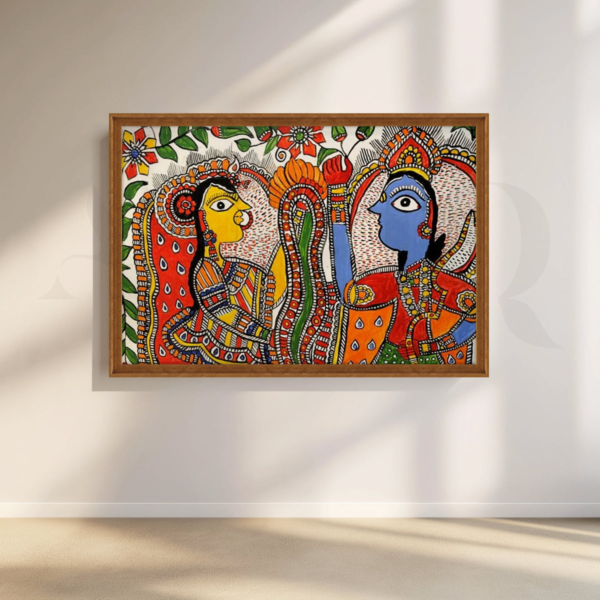 Madhubani Couple Mythology Canvas Artwork – Asha Art Studio – Image 6