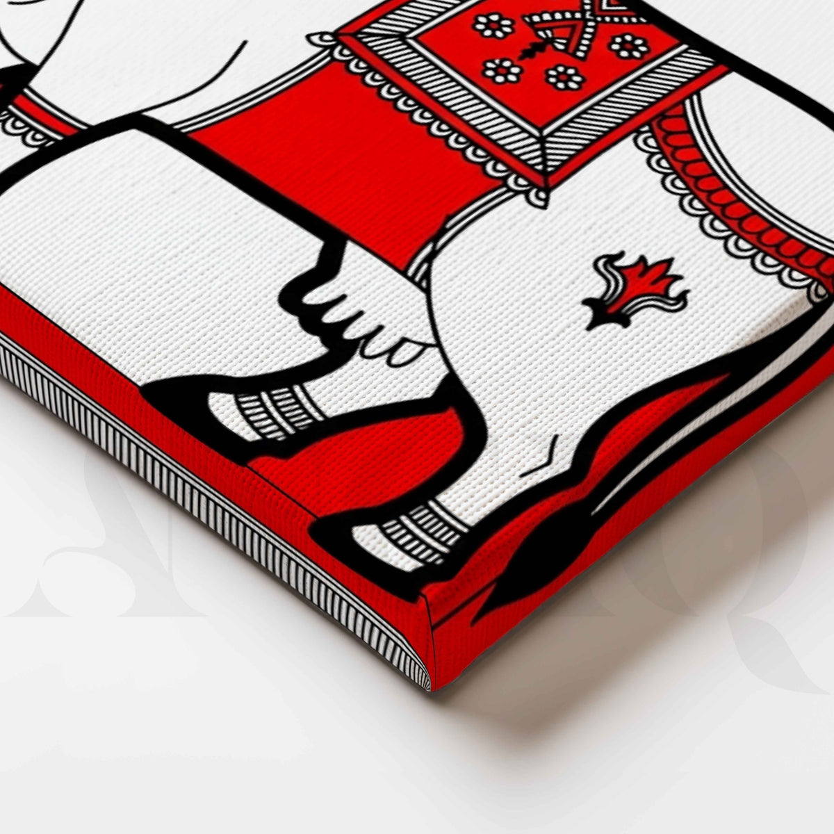 Sacred Cow Traditional Madhubani Canvas Artwork – Asha Art Studio – Image 2