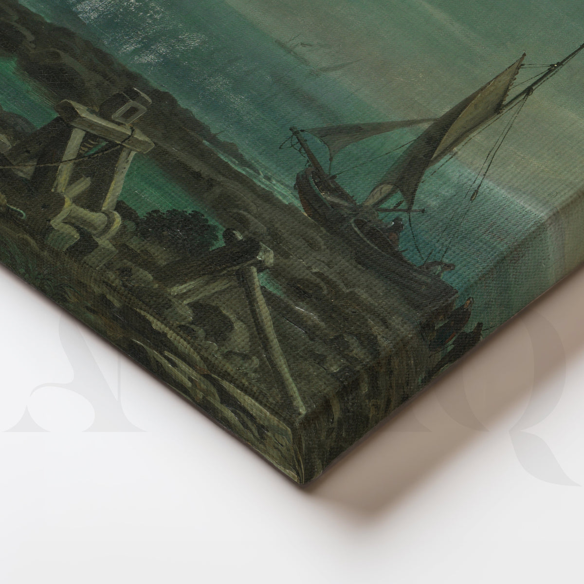 Moonlit Coastal Harbor Gallery Wall – Set of 3 Vintage Maritime Artworks - 18 x 24 Inches – Asha Art Studio – Image 2