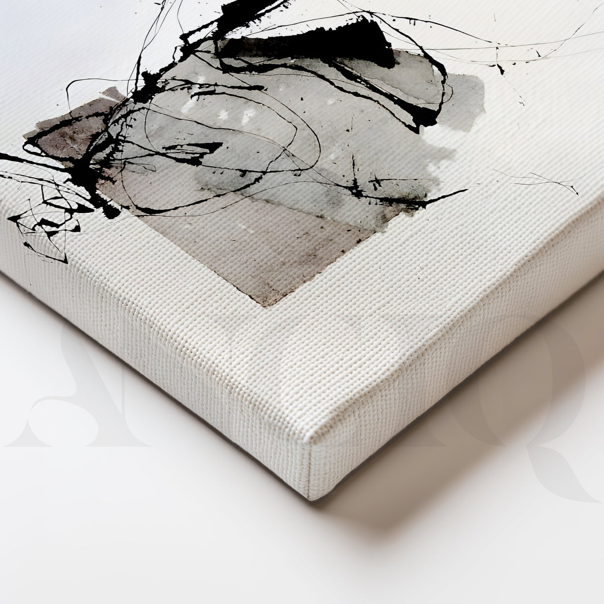 Black Ink Abstract Canvas Artwork – Asha Art Studio – Image 2