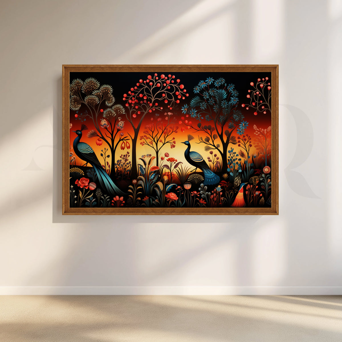 Sunset Peacock Forest Canvas Artwork – Asha Art Studio – Image 6