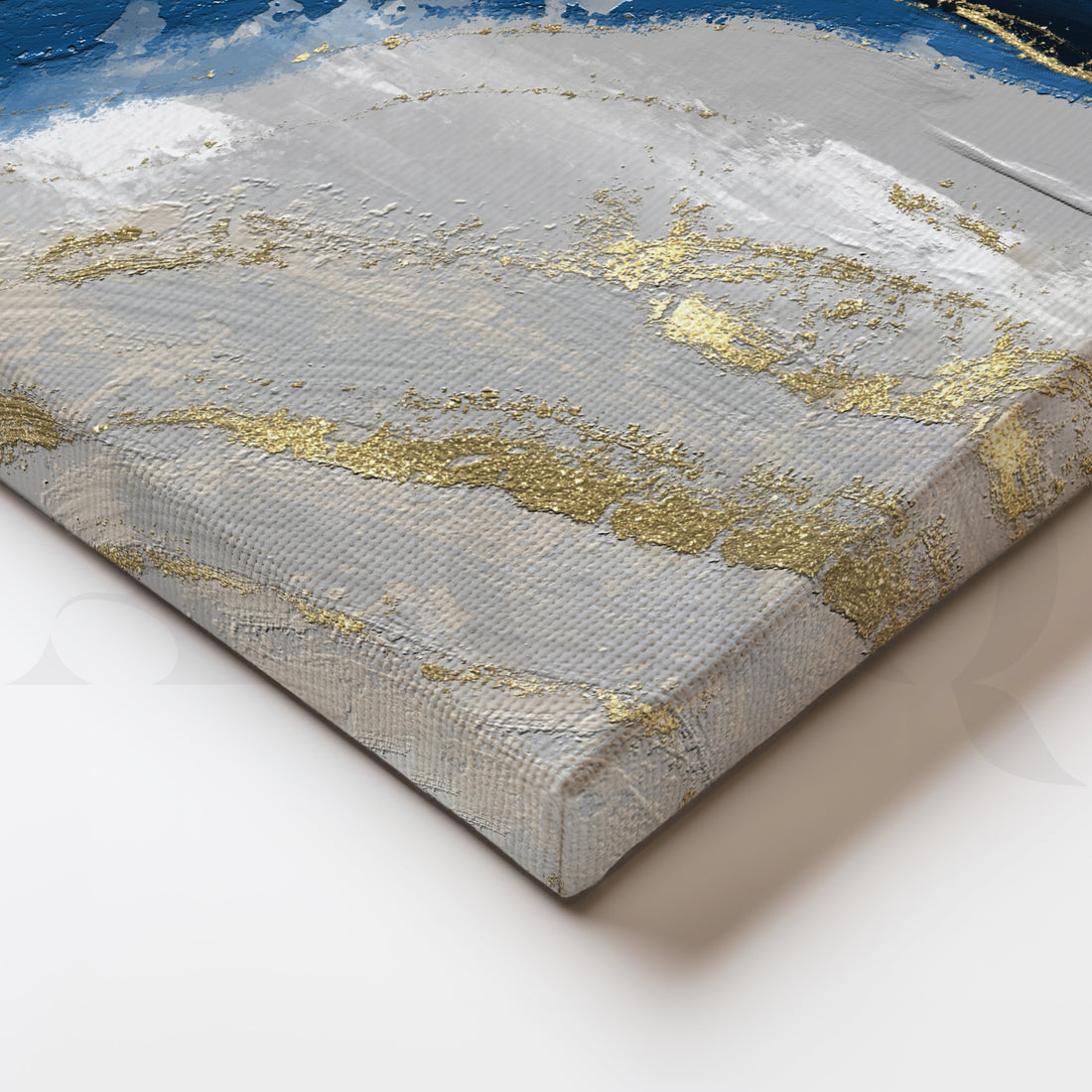 Symphony in Blue and Gold Canvas Artwork – Asha Art Studio