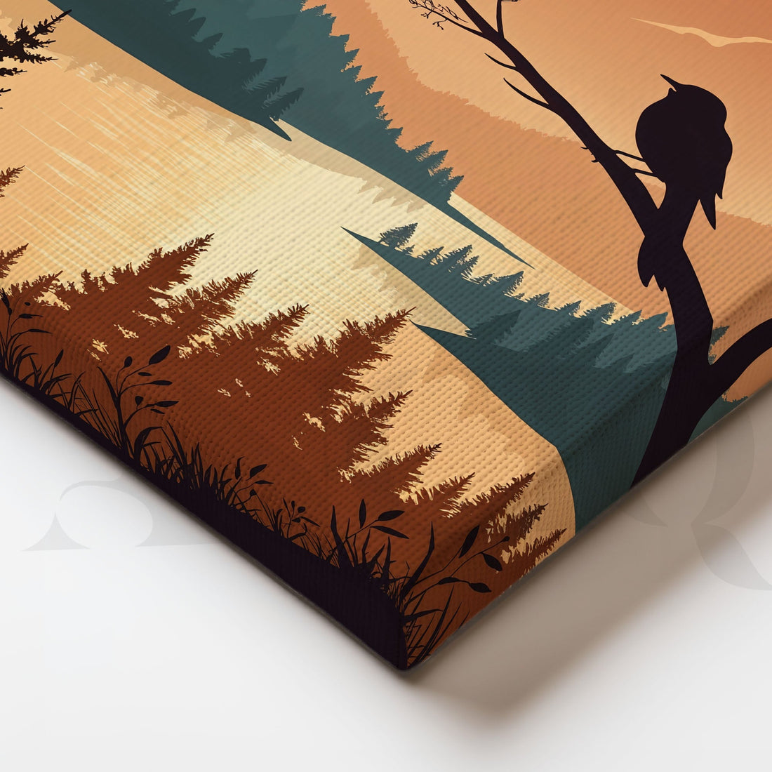 Sunset Mountain Lake Landscape Wall Artwork (Ready to Ship) – Asha Art Studio