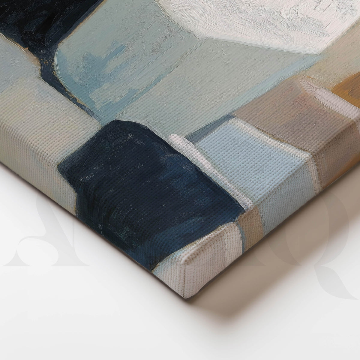 Soft Blue and Neutral Abstract Canvas Artwork – Asha Art Studio – Image 2