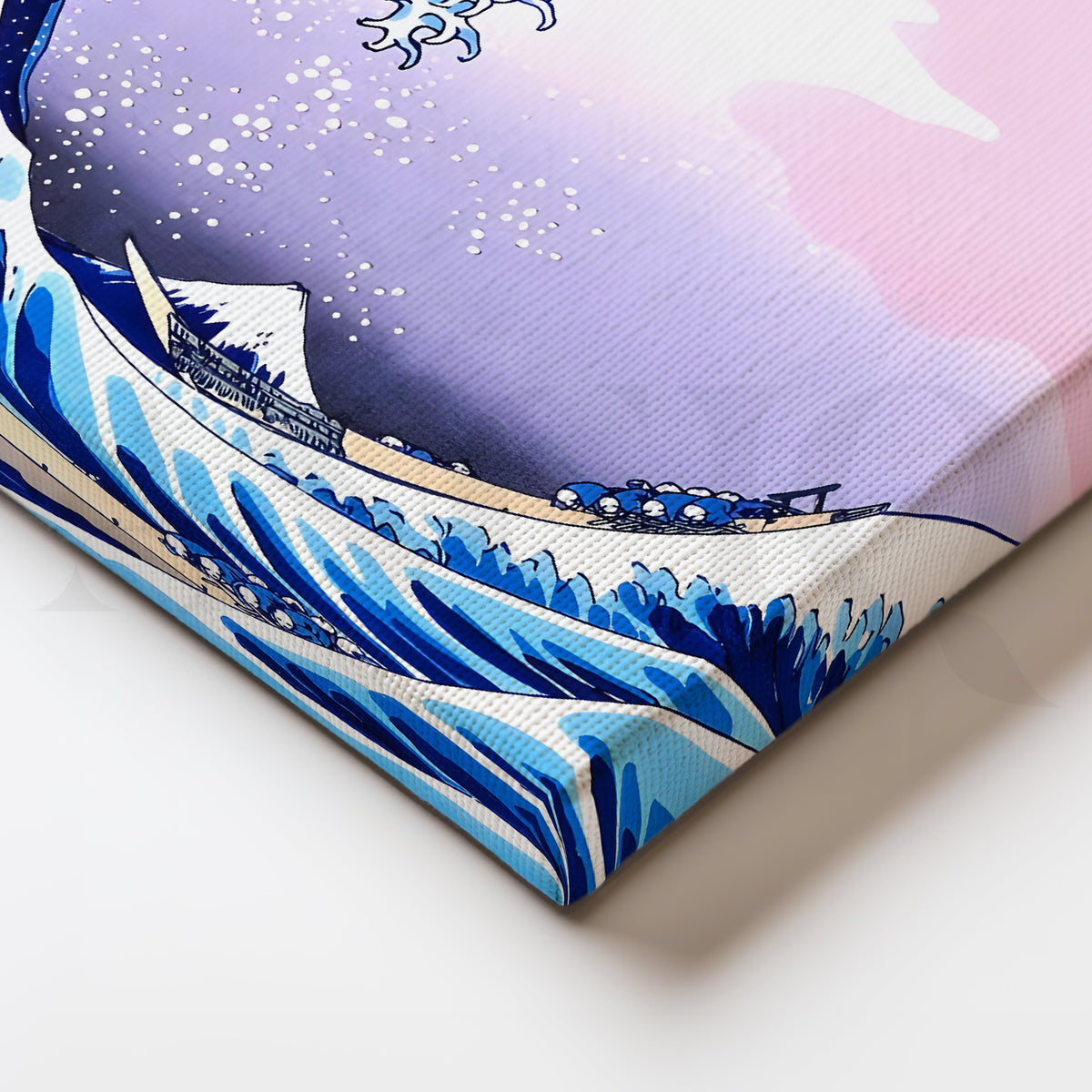 Pastel Great Wave Canvas Artwork – Asha Art Studio – Image 2