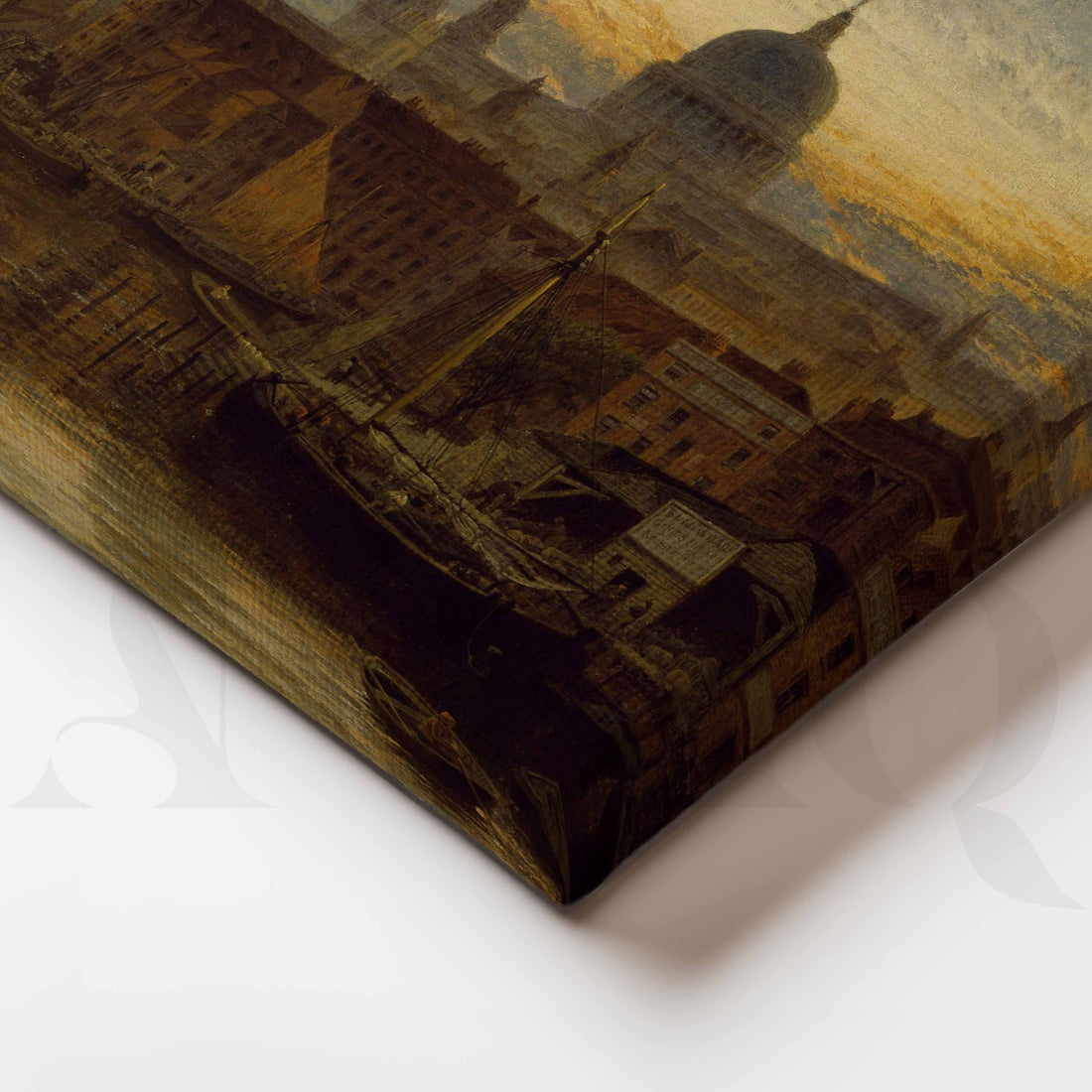 Vintage European Harbour Canvas Artwork – Asha Art Studio
