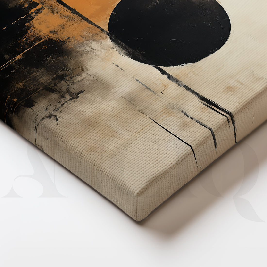 Modern Abstract Black Circle Canvas Artwork – Asha Art Studio