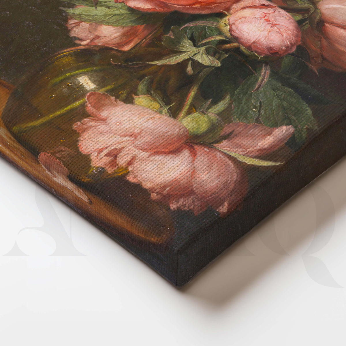 Vintage Pink Peony Vase Canvas Artwork – Asha Art Studio – Image 2