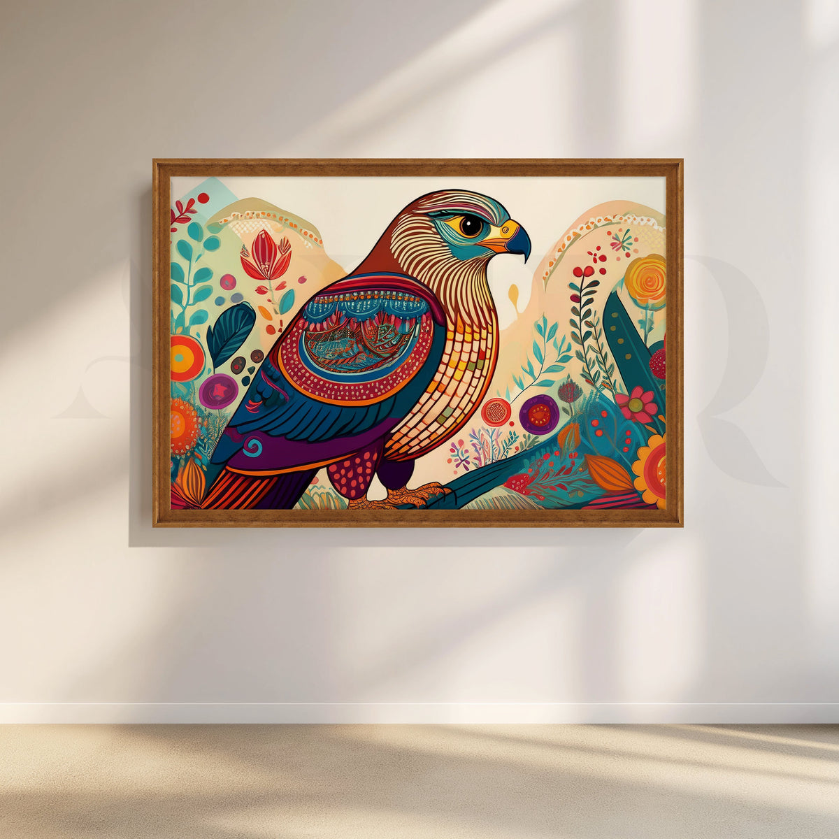 Colourful Indian Bird Folk Art Canvas Artwork – Asha Art Studio – Image 6