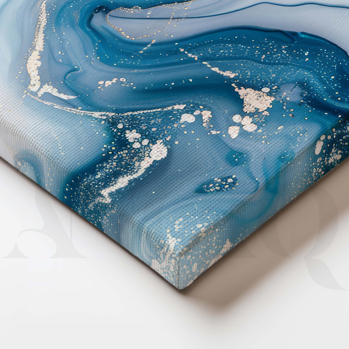 Blue Marble Abstract Gallery Wall Canvas Artwork Set of 3 - 18 x 24 Inches – Asha Art Studio – Image 2