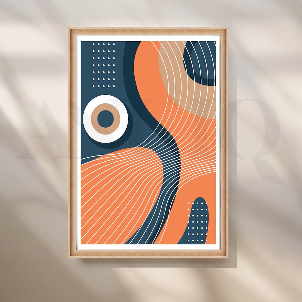 Navy and Orange Modern Geometric Artwork – Asha Art Studio – Image 5