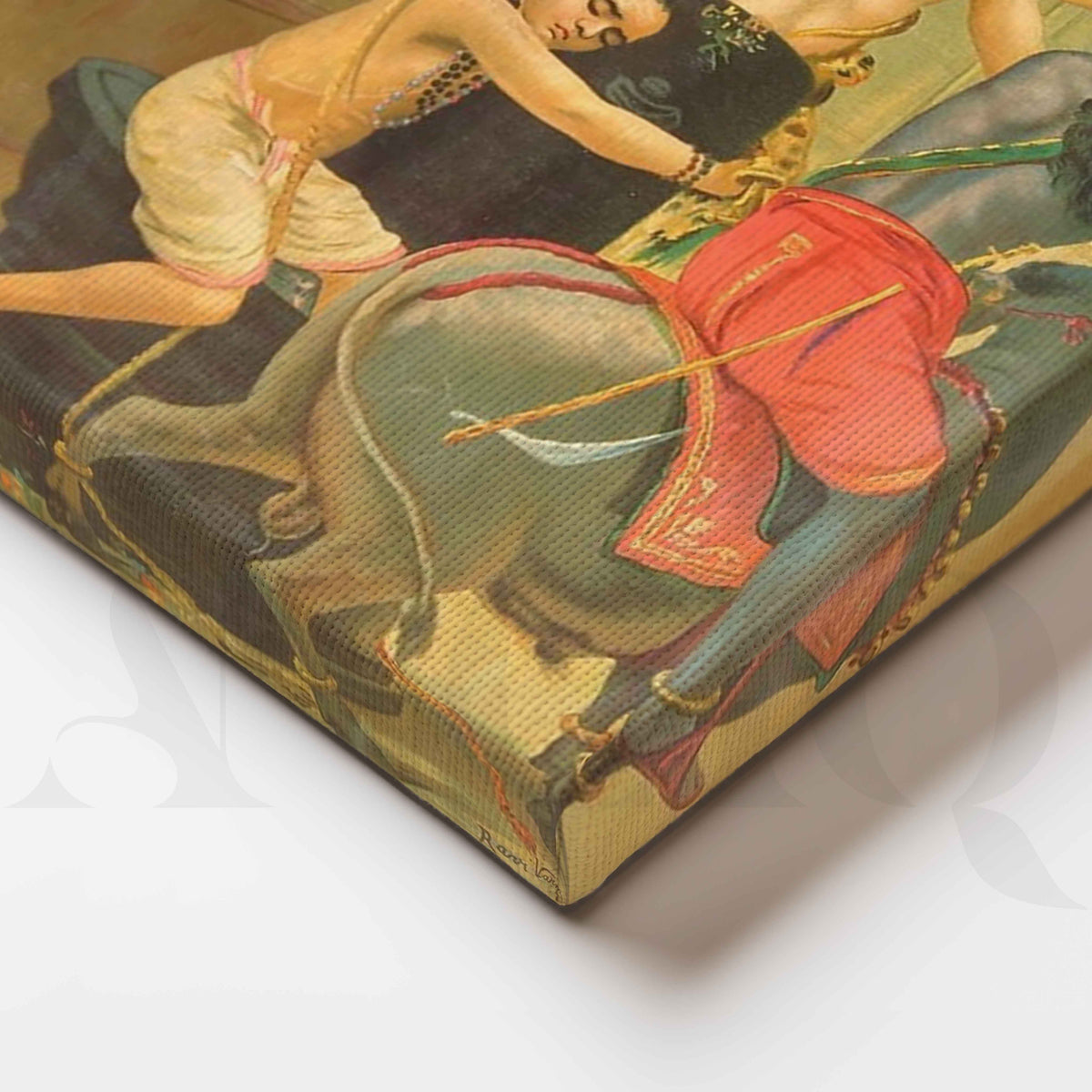 Shiva Parvati with Ganesha by Raja Ravi Varma Canvas Artwork – Asha Art Studio – Image 2
