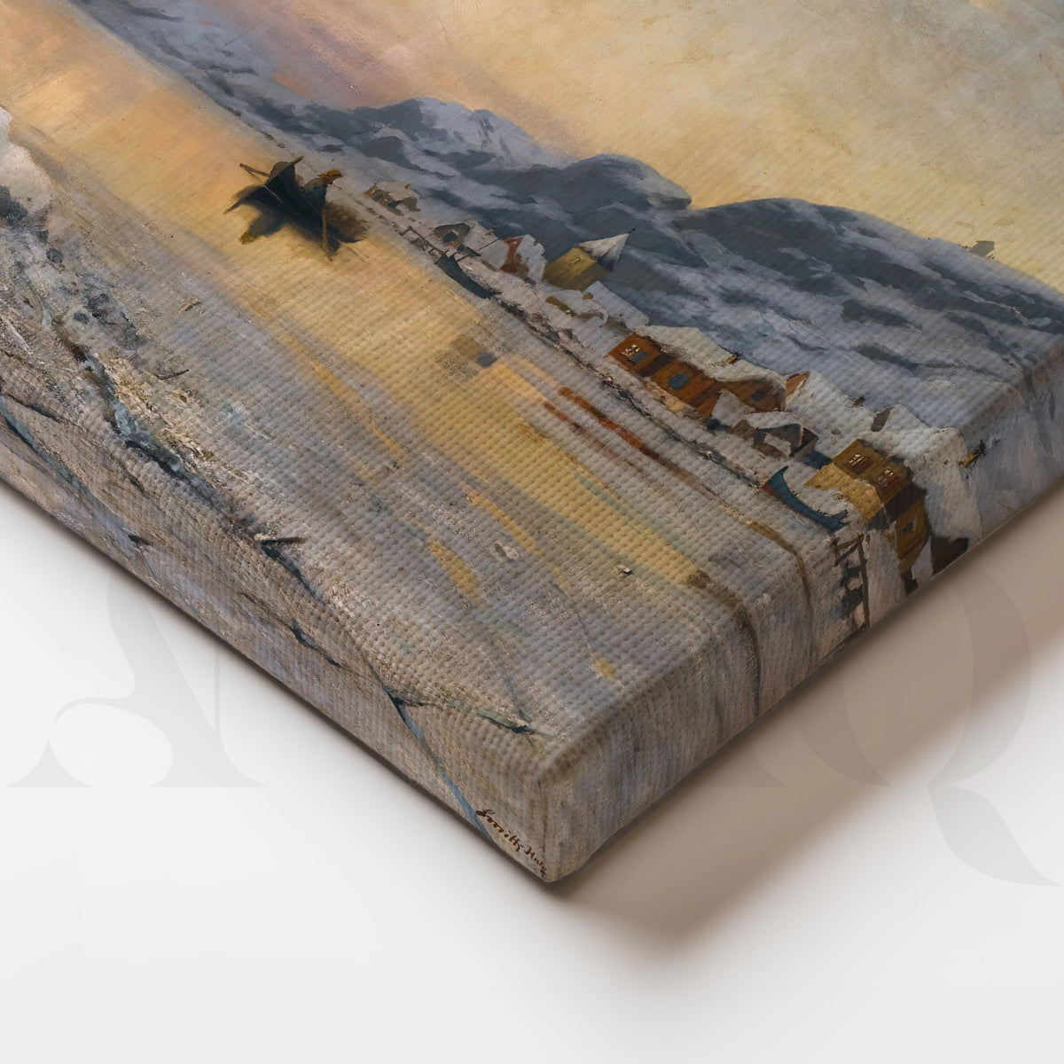 Winter Lake Village Canvas Artwork – Asha Art Studio – Image 2