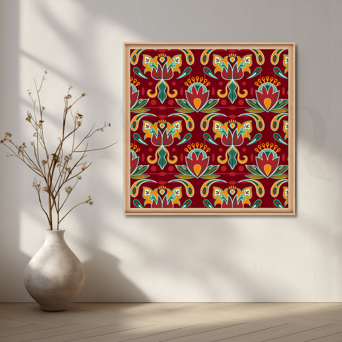 Crimson Bloom Canvas Artwork – Asha Art Studio – Image 5