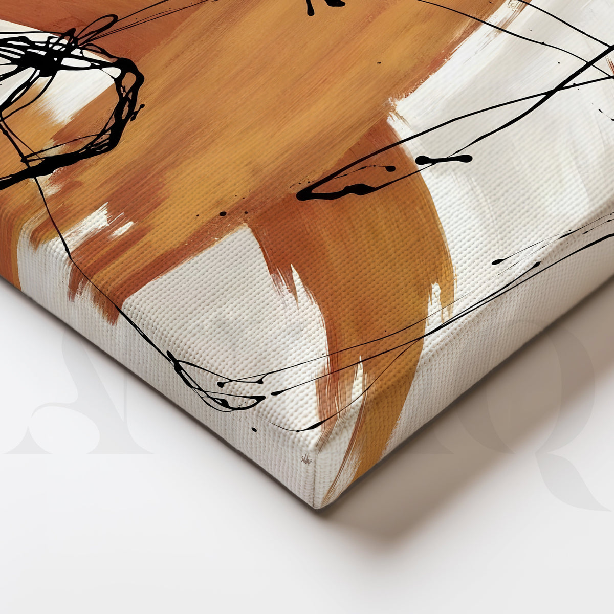 Ochre Brushstroke Canvas Artwork – Asha Art Studio – Image 2