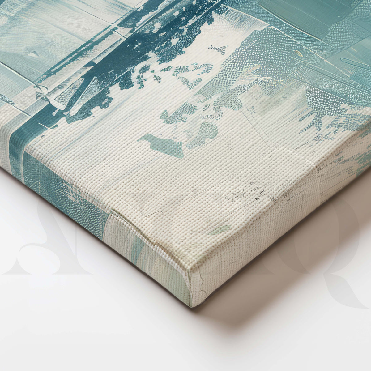 Teal Brush Abstract Gallery Wall Canvas Artwork Set of 3 - 18 x 24 Inches – Asha Art Studio – Image 2