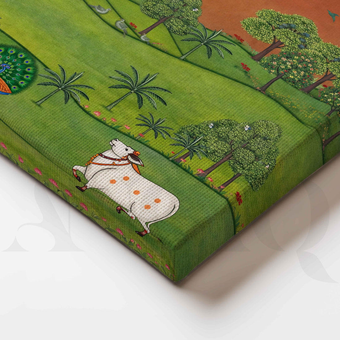 Pastoral Folk Landscape Canvas Artwork – Asha Art Studio