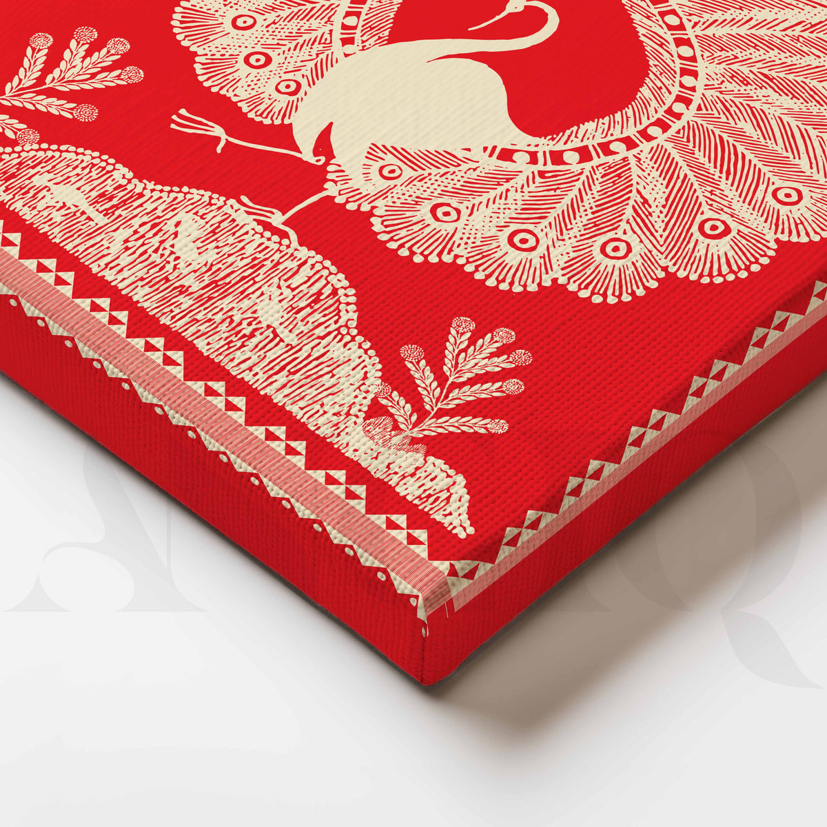 Warli Peacock Canvas Artwork – Asha Art Studio – Image 2