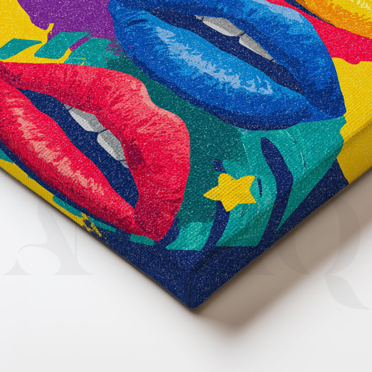 Vibrant Pop Lips Gallery Wall – Set of 3 Pop Art Canvas Artworks – Asha Art Studio – Image 2