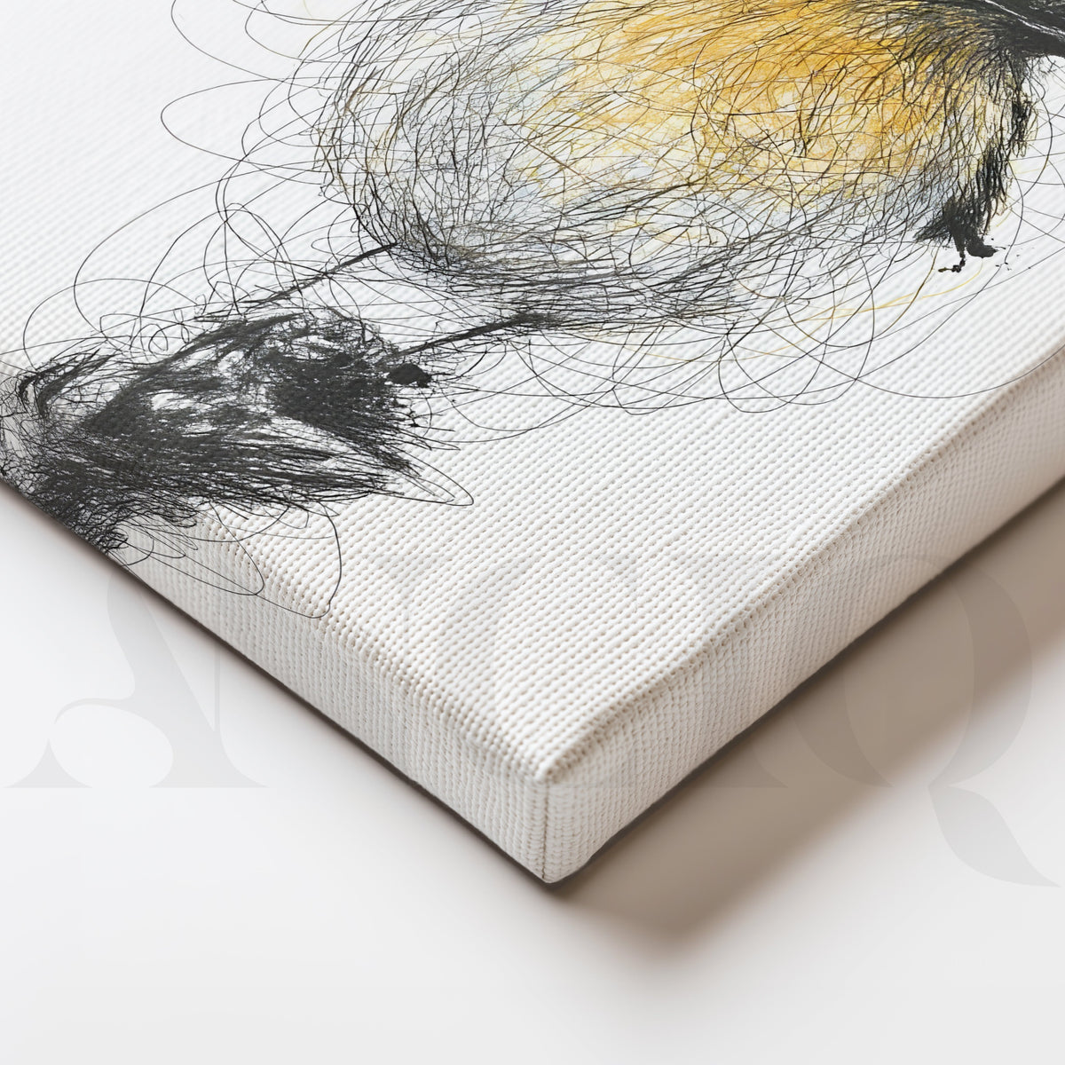 Yellow Songbird Sketch Canvas Artwork – Asha Art Studio – Image 2