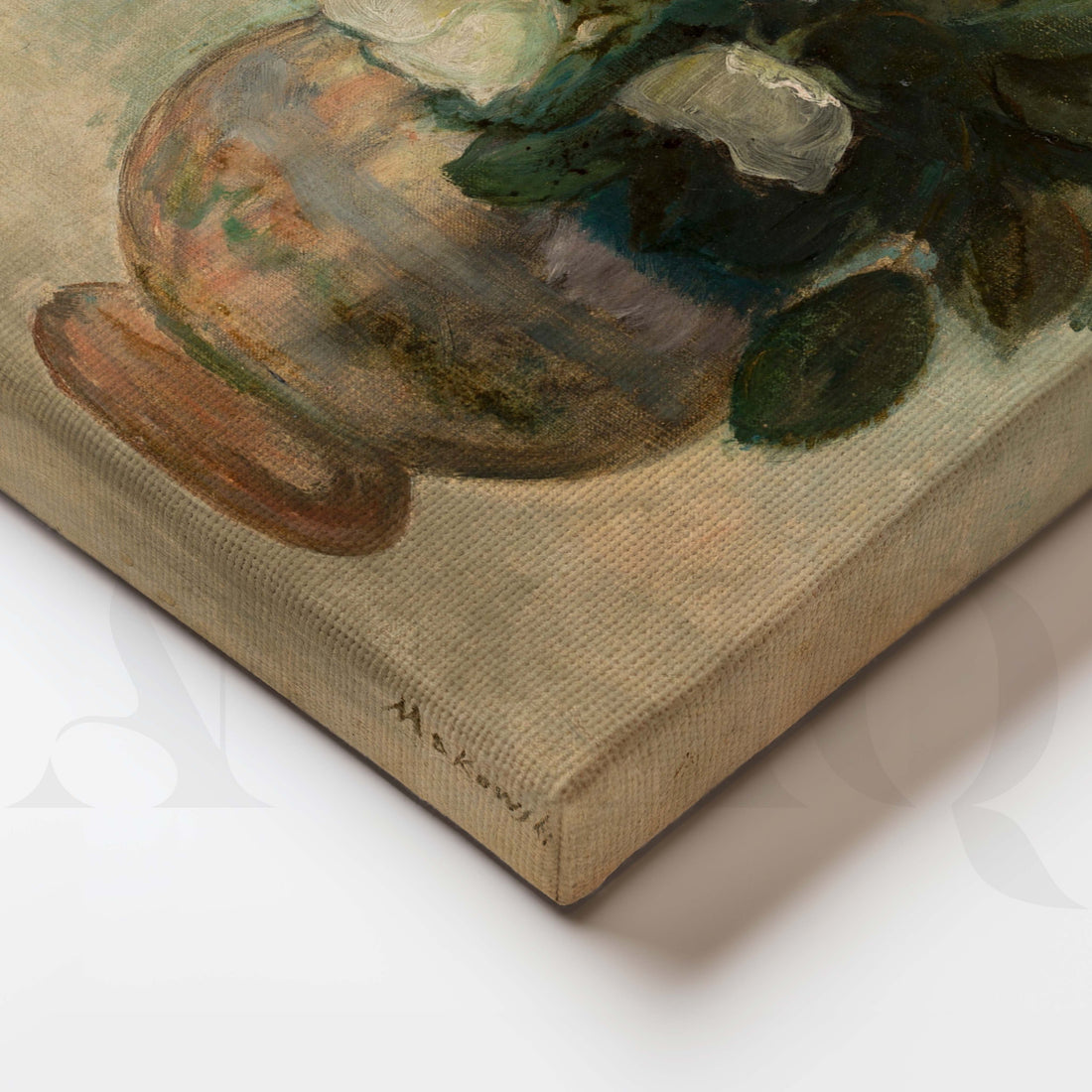 Vintage White Floral Vase Canvas Artwork – Asha Art Studio