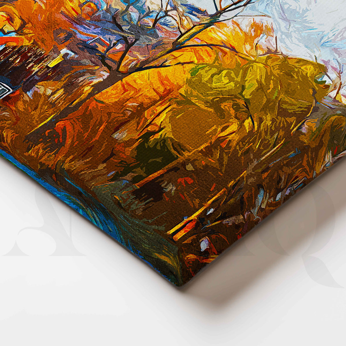 Autumn Village Landscape Canvas Artwork – Asha Art Studio – Image 2