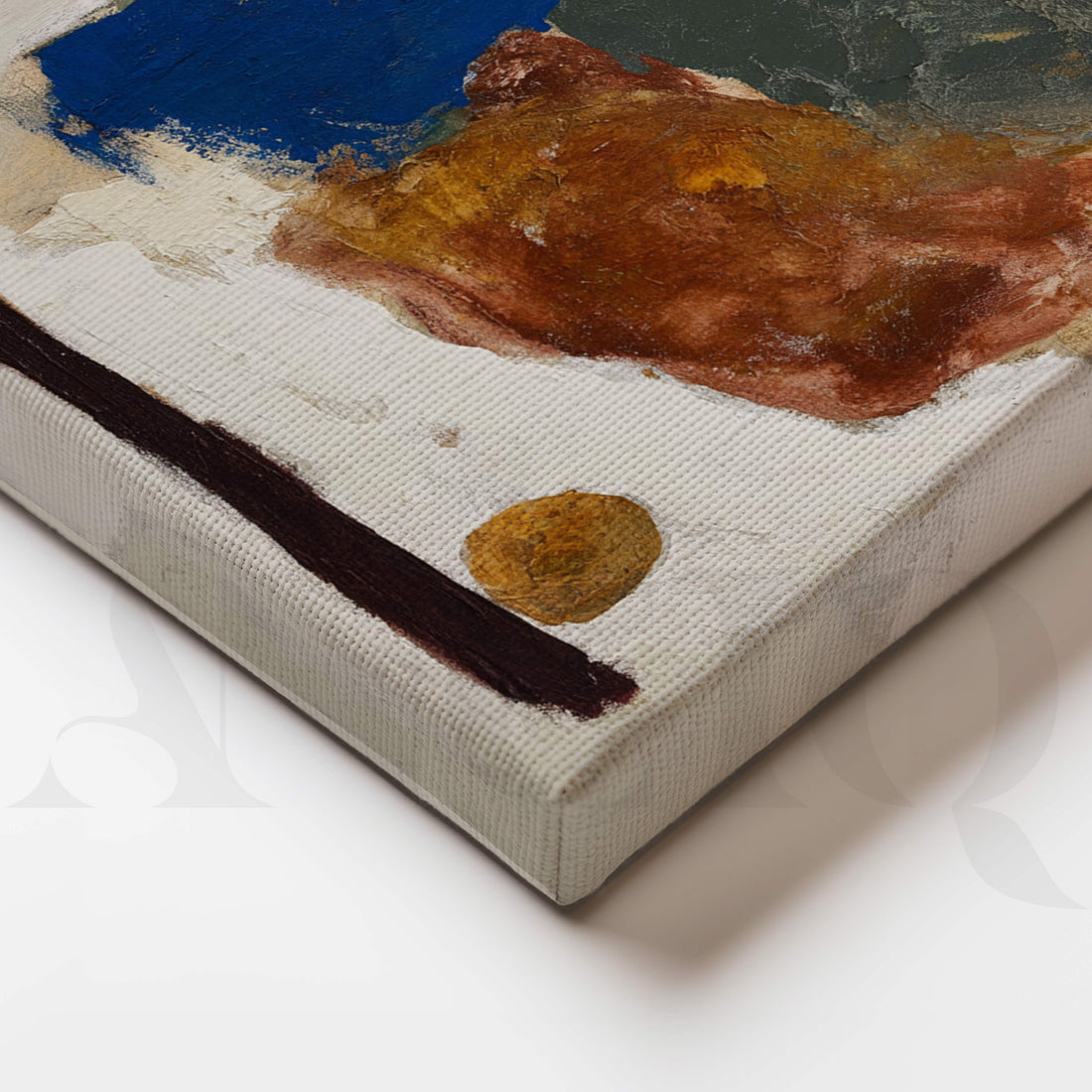Organic Blue and Earth Tone Abstract Canvas Artwork – Asha Art Studio