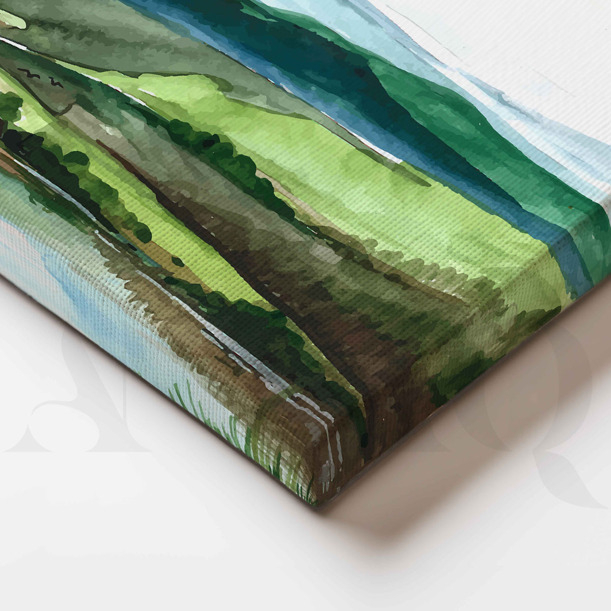 Green Valley Lake Canvas Artwork – Asha Art Studio – Image 2