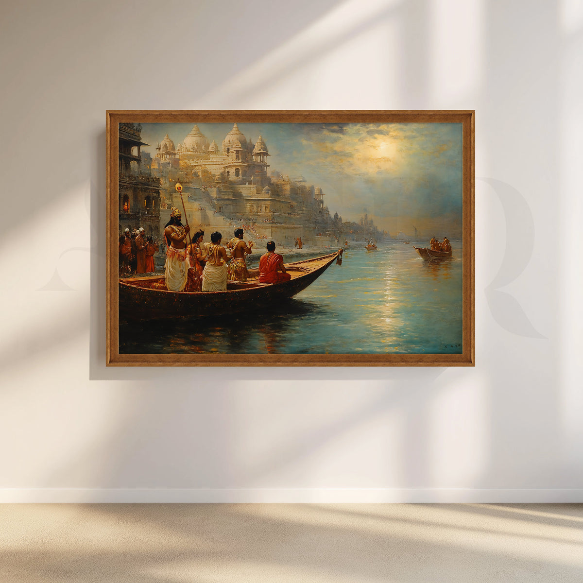 Morning Prayers by the Ghat Canvas Artwork – Asha Art Studio – Image 6