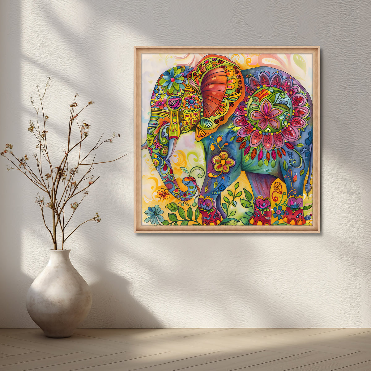 Boho Festival Elephant Canvas Artwork – Asha Art Studio – Image 5