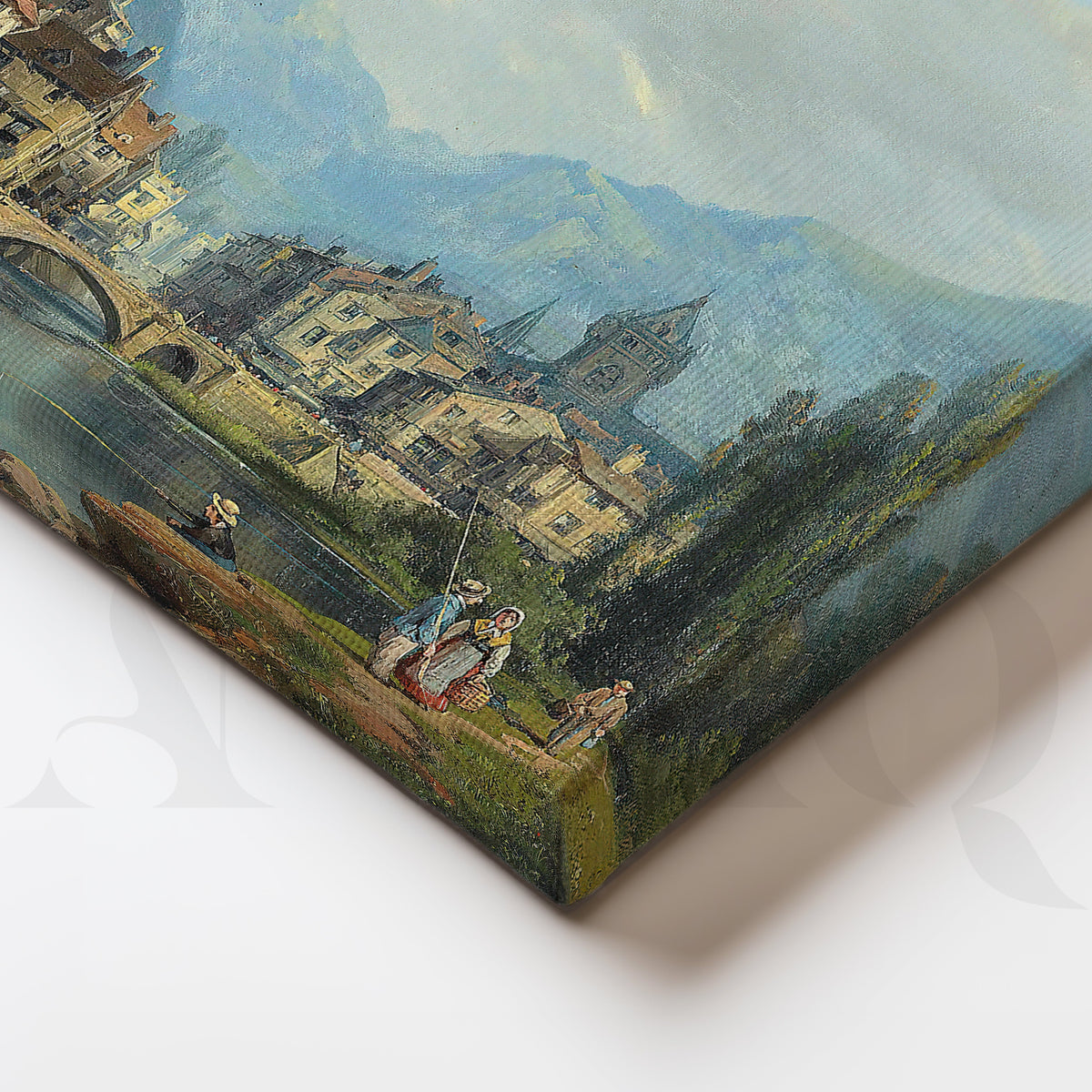 Riverside European Town Canvas Artwork – Asha Art Studio – Image 2