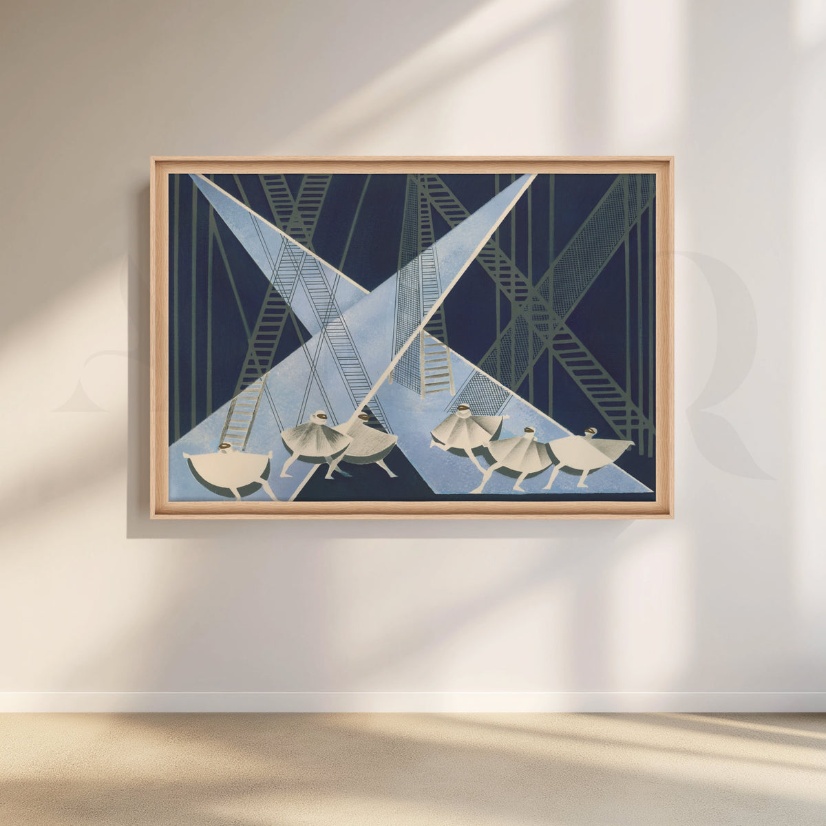 Modern Geometric Dancers Blue Canvas Artwork – Asha Art Studio – Image 5