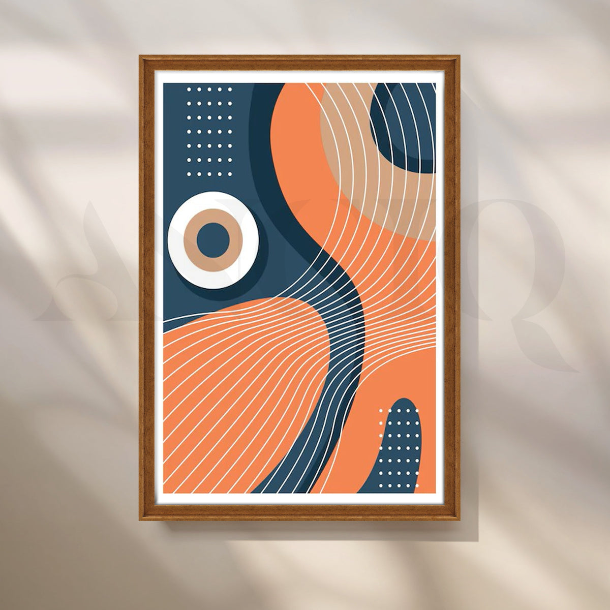 Navy and Orange Modern Geometric Artwork – Asha Art Studio – Image 6