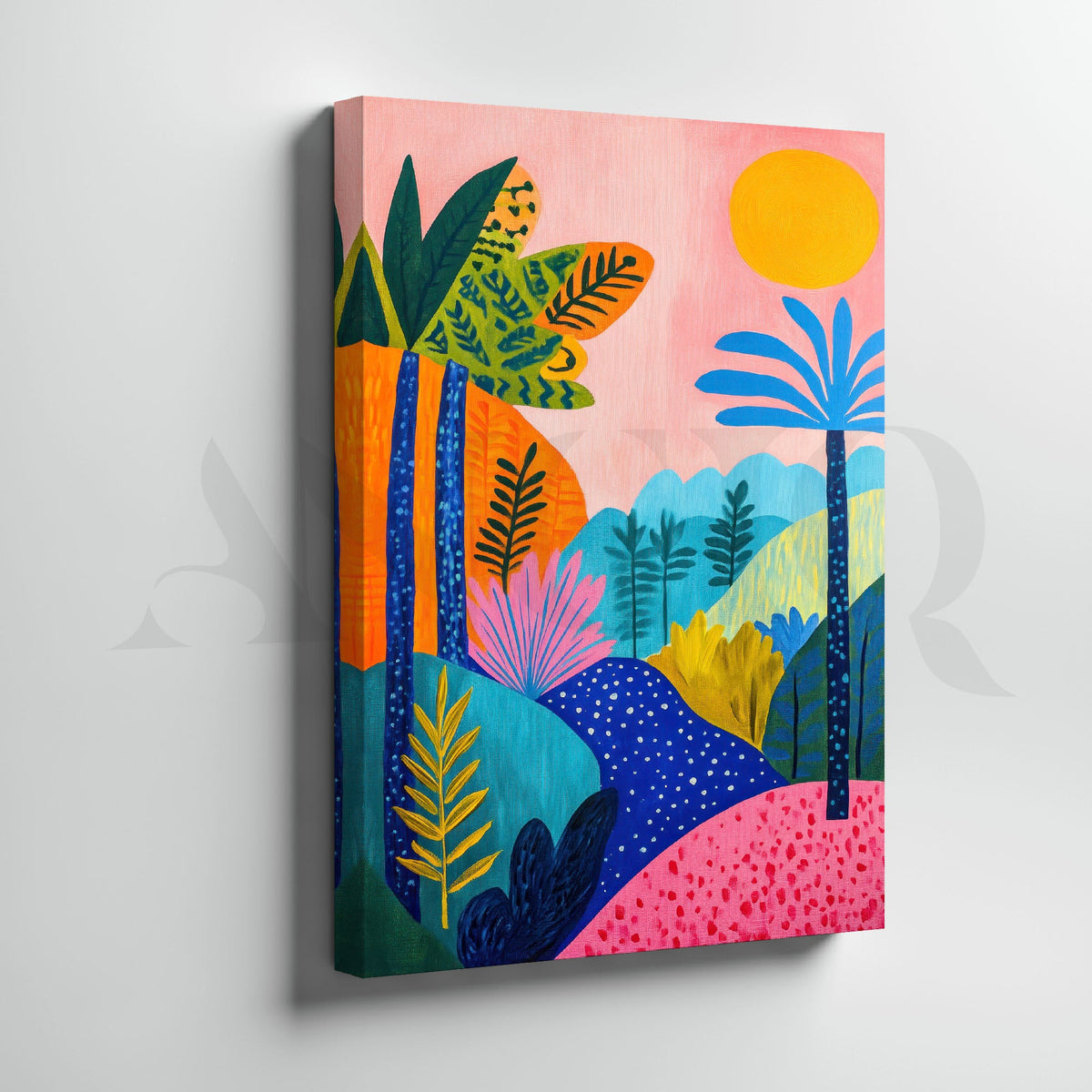 Abstract Tropical Landscape Canvas Wall Artwork (Ready to Ship) – Asha Art Studio – Image 3