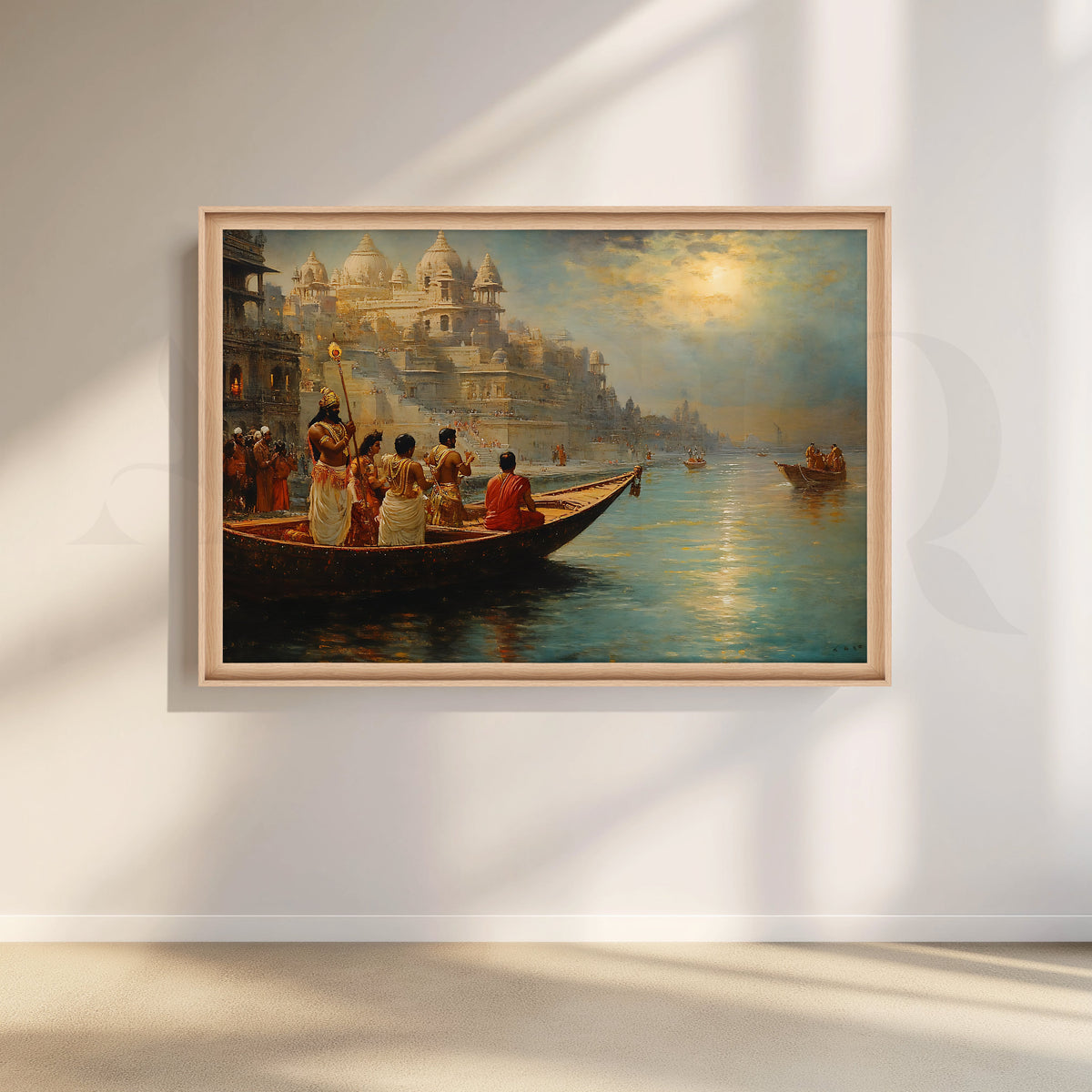 Morning Prayers by the Ghat Canvas Artwork – Asha Art Studio – Image 5